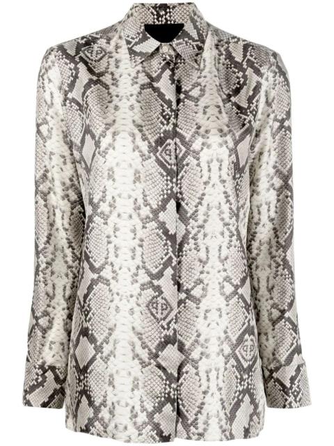 PHILIPP PLEIN snakeskin-print button-down shirt