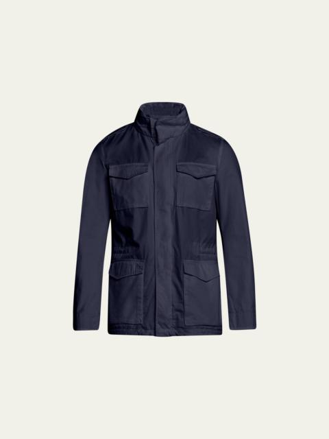 Men's Cotton Concealed-Zip Safari Jacket