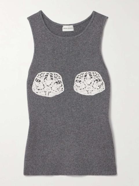 MAGDA BUTRYM Crocheted cotton-trimmed cashmere tank