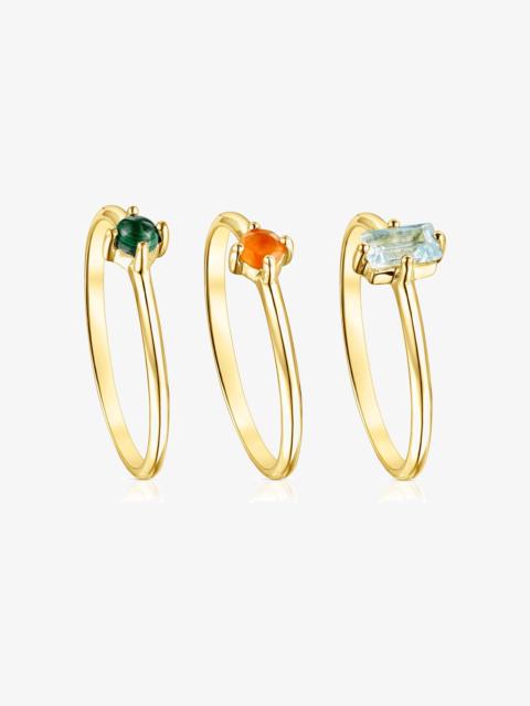 TOUS Set of 18K gold vermeil TOUS Good Vibes Rings with Gemstones