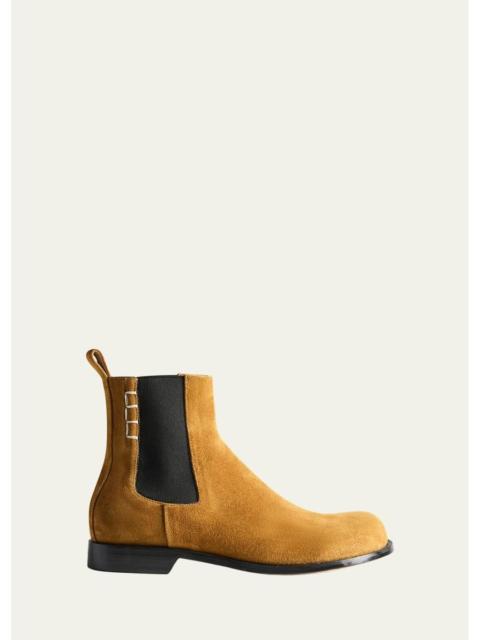 JW Anderson Men's Suede Loafer-Stitched Chelsea Boots