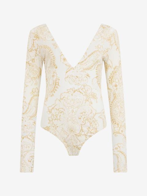 Roberto Cavalli Ornamental White Print Top