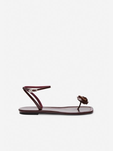 MAGDA BUTRYM Rose toe-post sandals in burgundy leather