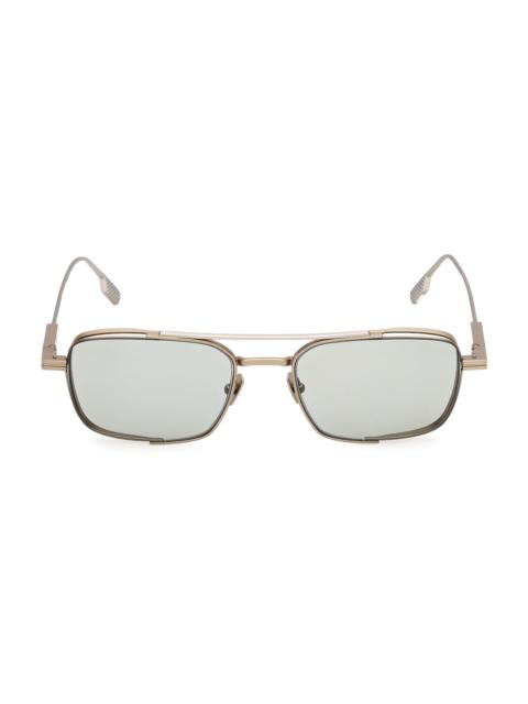 ZEGNA Men's 54MM Aviator Sunglasses - Gold Green