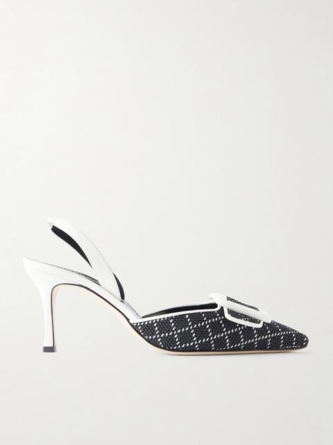 Manolo Blahnik Mayslibi 70 Woven Leather Slingback Pumps