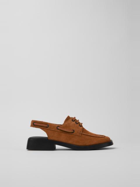 CAMPER Dana Brown Nubuck Mocasin Shoes for Women.
