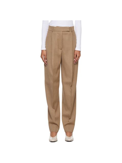RÓHE Tan Daria Single Pleat Straight Leg Trousers