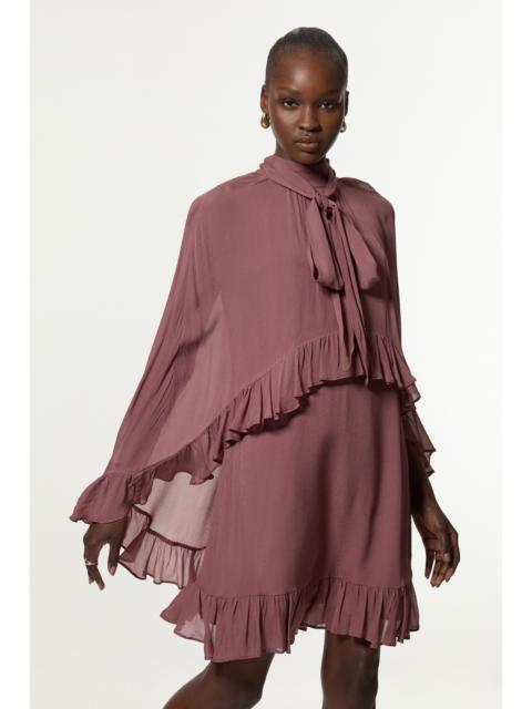 KAREN MILLEN Viscose Georgette Cape Woven Mini Dress