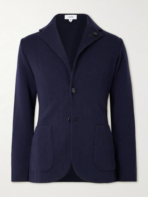 LARDINI Knitted Virgin Wool Blazer Navy