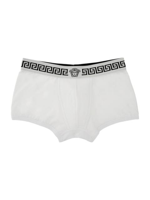 VERSACE Men's Greca Medusa Head Stretch-Cotton Trunk Brief - Optical White