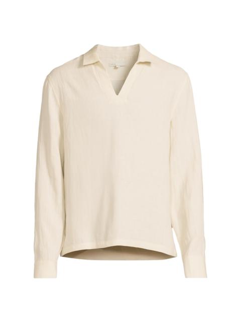 onia Men's Linen Long-Sleeve Shirt - Natural
