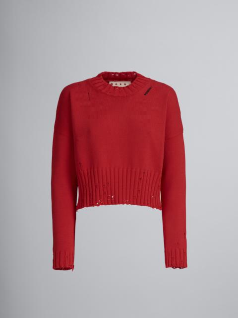 Marni TWISTED COTTON SWEATER WITH UNFINISHED BORDERS