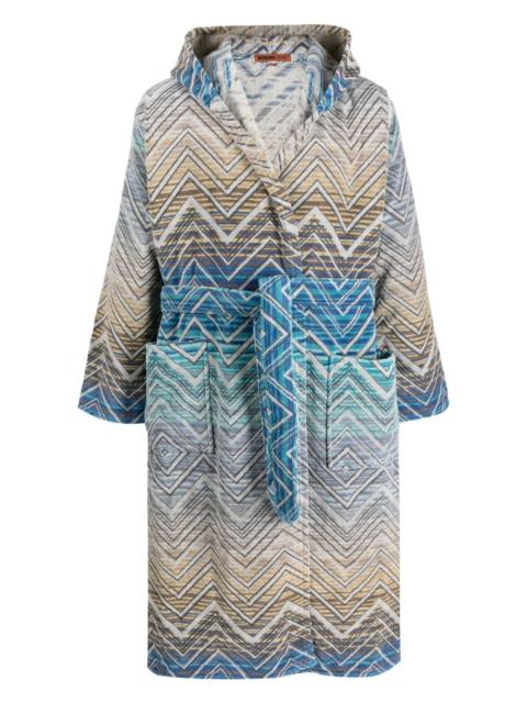 zigzag-print towel robe