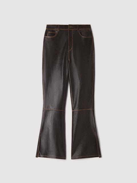 Sandro DISTRESSED LEATHER TROUSERS