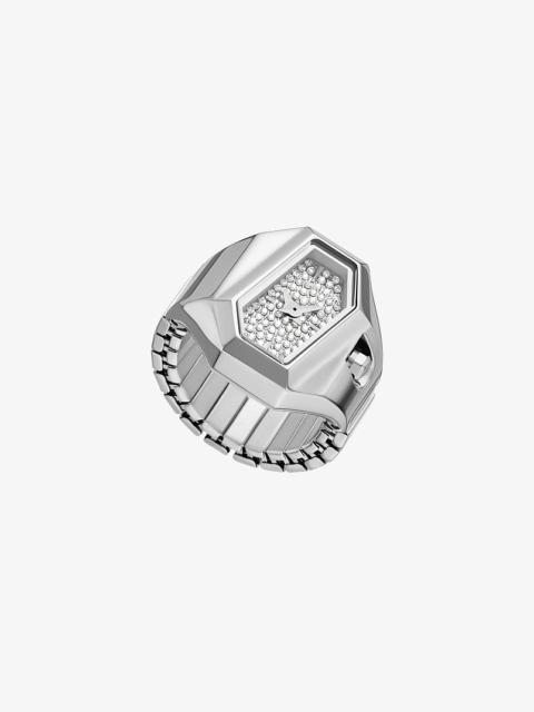 MICHAEL KORS Suri Pavé Silver-Tone Ring Watch