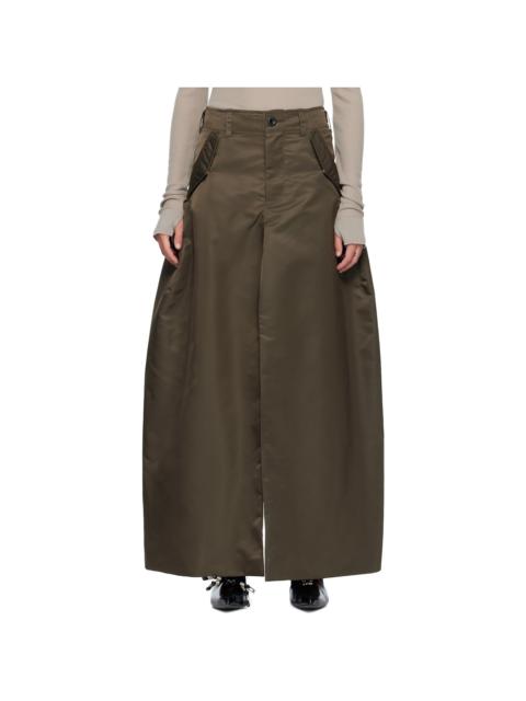 sacai Khaki Nylon Twill Maxi Skirt