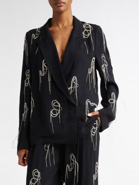 Dries Van Noten Caplana Crystal Chain Crepe Blazer in Black at Nordstrom