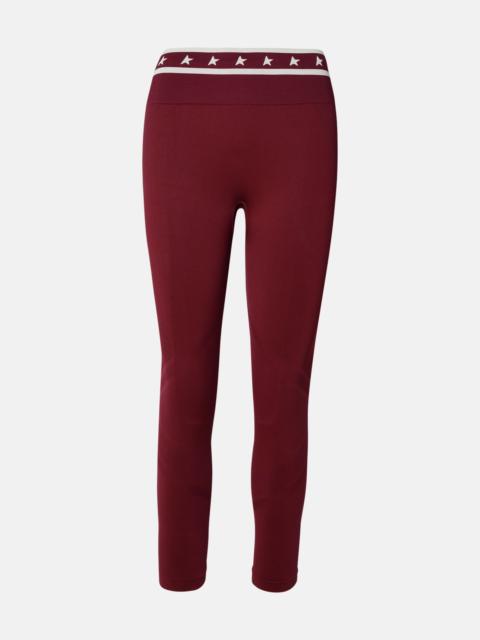 BURGUNDY POLYAMIDE BLEND LEGGINGS