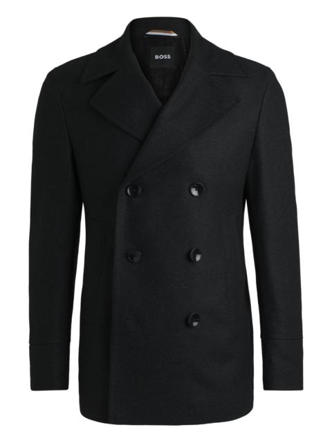 BOSS SLIM-FIT DOUBLE-BREASTED COAT IN WOOL