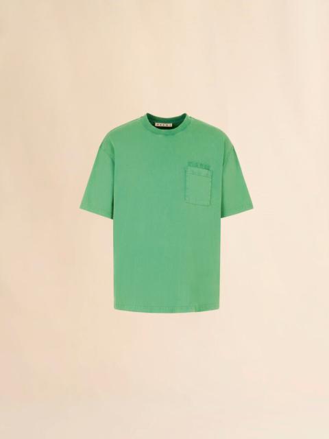 Marni GREEN COTTON T-SHIRT WITH MARNI PATCHES