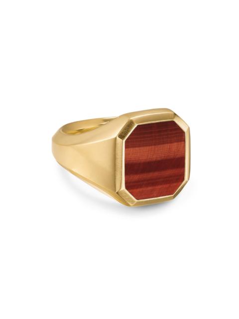 DAVID YURMAN Men's Streamline Signet Ring in 18K Yellow Gold - Red Tigers Eye