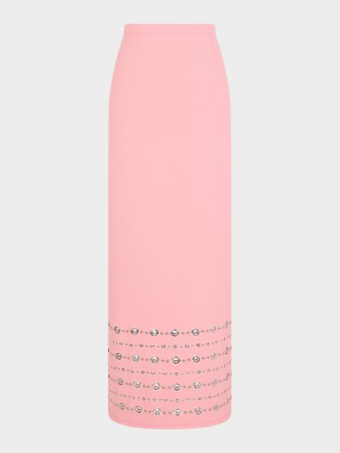 rabanne Grommet Embellished Viscose Crepe Maxi Skirt