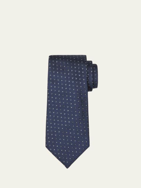 Men's Silk-Cotton Micro-Geometric Tie