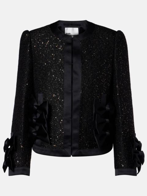 Noir Kei Ninomiya Satin-trimmed sequined jacket