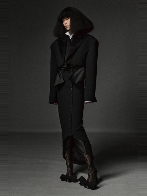 A.W.A.K.E. MODE TAILORED SKIRT WITH JACKET COLLAR AT HEM BLACK