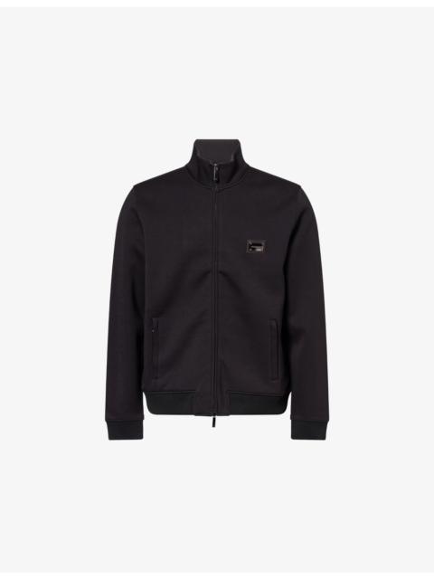 EMPORIO ARMANI Logo-Embossed Zip-Through Jersey Sweatshirt