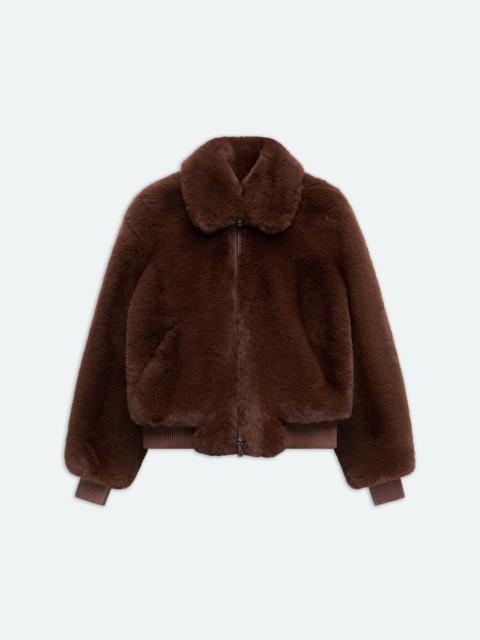 AMIRI CROPPED FAUX FUR ZIP BLOUSON