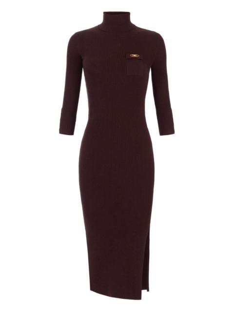 ELISABETTA FRANCHI high-neck ribbed-knit dress