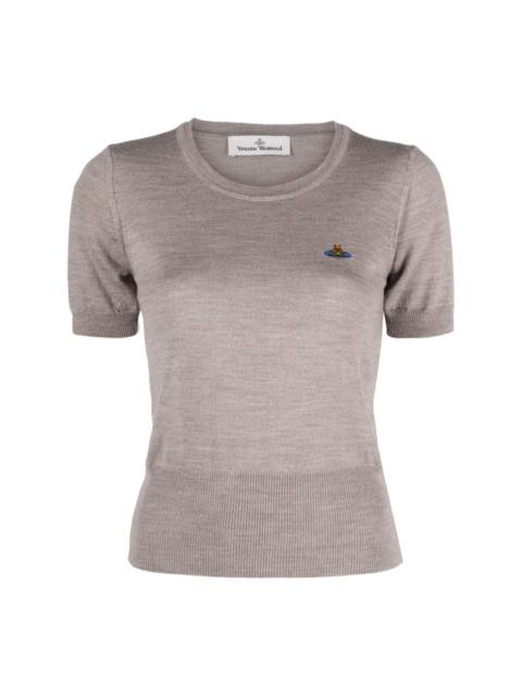Orb-embroidered wool T-shirt