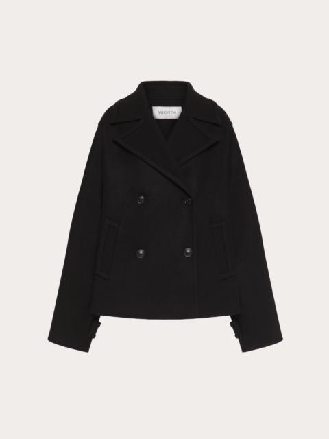 Valentino DIAGONAL DOUBLE WOOL PEA COAT