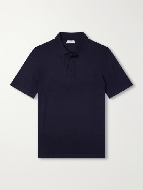 GABRIELA HEARST Stendhal Cashmere and Silk-Blend Polo Shirt Navy