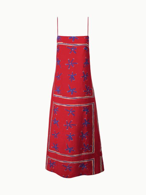 STAUD STAUD LAURA LINEN DRESS PAINTED FOULARD
