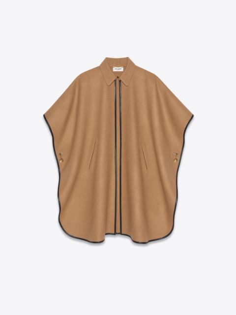SAINT LAURENT cape in cashmere with leather piping