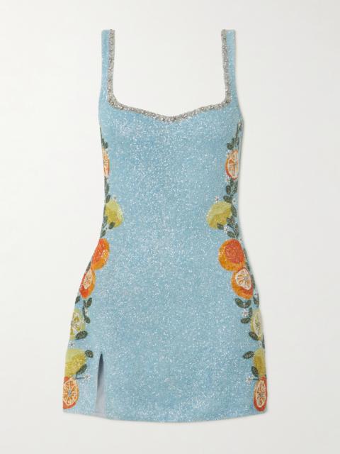 CLIO PEPPIATT Capri Crystal-embellished Beaded Tulle Mini Dress