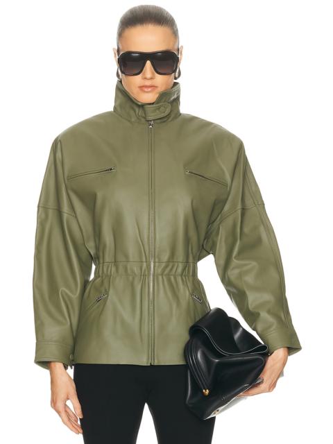 AEXAE Leather Cinched Mid Jacket