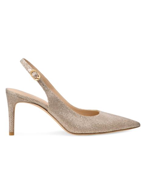 Stuart Weitzman Women's Power 75MM Textured Slingback Pumps - Poudre