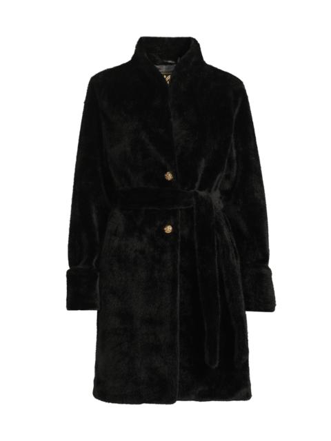 MILLY Women's Faux Mink Wrap Coat - Black