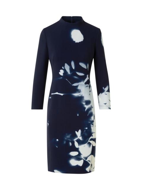 AKRIS Women's Wildflower Print Wool Sheath Dress - Navy Ecru