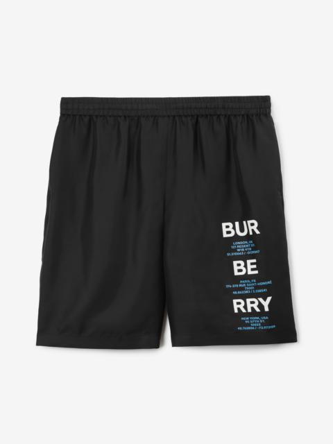 Burberry Logo Print Silk Shorts