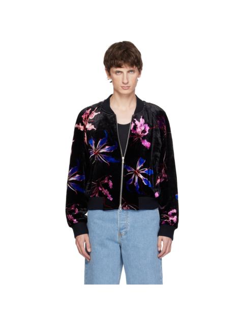 Dries Van Noten Black Velvet Bomber Jacket