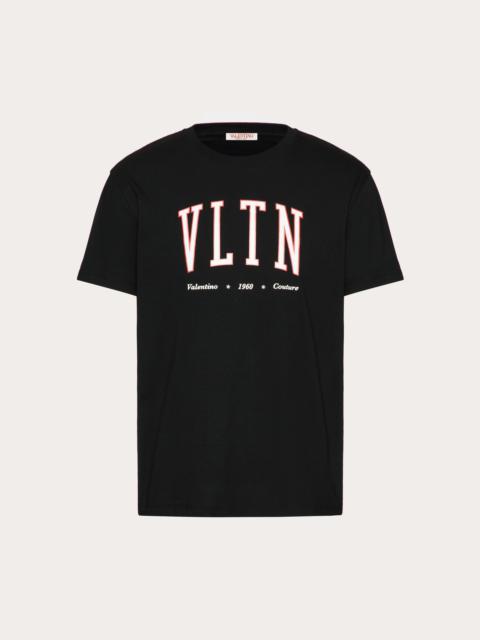 COTTON CREWNECK T-SHIRT WITH VLTN PRINT