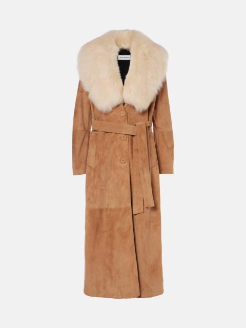 NOUR HAMMOUR Dakota shearling-trimmed suede coat
