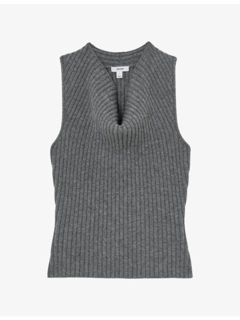 REISS Maggie Cowl-Neck Wool-Blend Vest