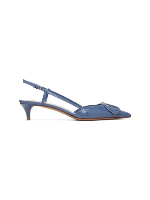 Valentino Blue VLogo Signature Patent Slingback Heels