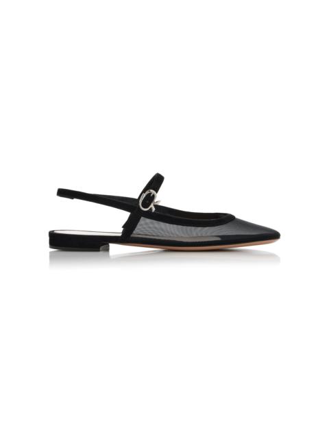 Gianvito Rossi Mesh Slingback Flats black
