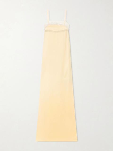 COLLEEN ALLEN Lace-trimmed silk-satin gown Peach